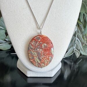 Natural Jasper Statement Pendant Necklace